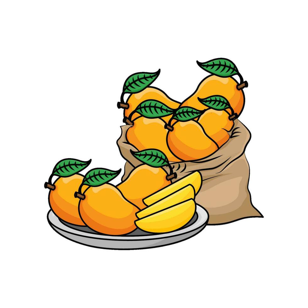 mango en bolso con en plato ilustración vector