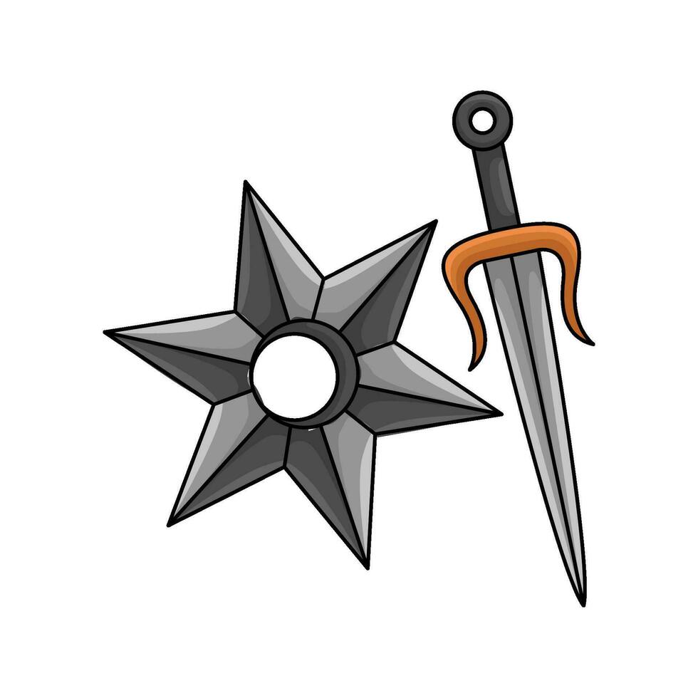 sword with shuriken illustration vector