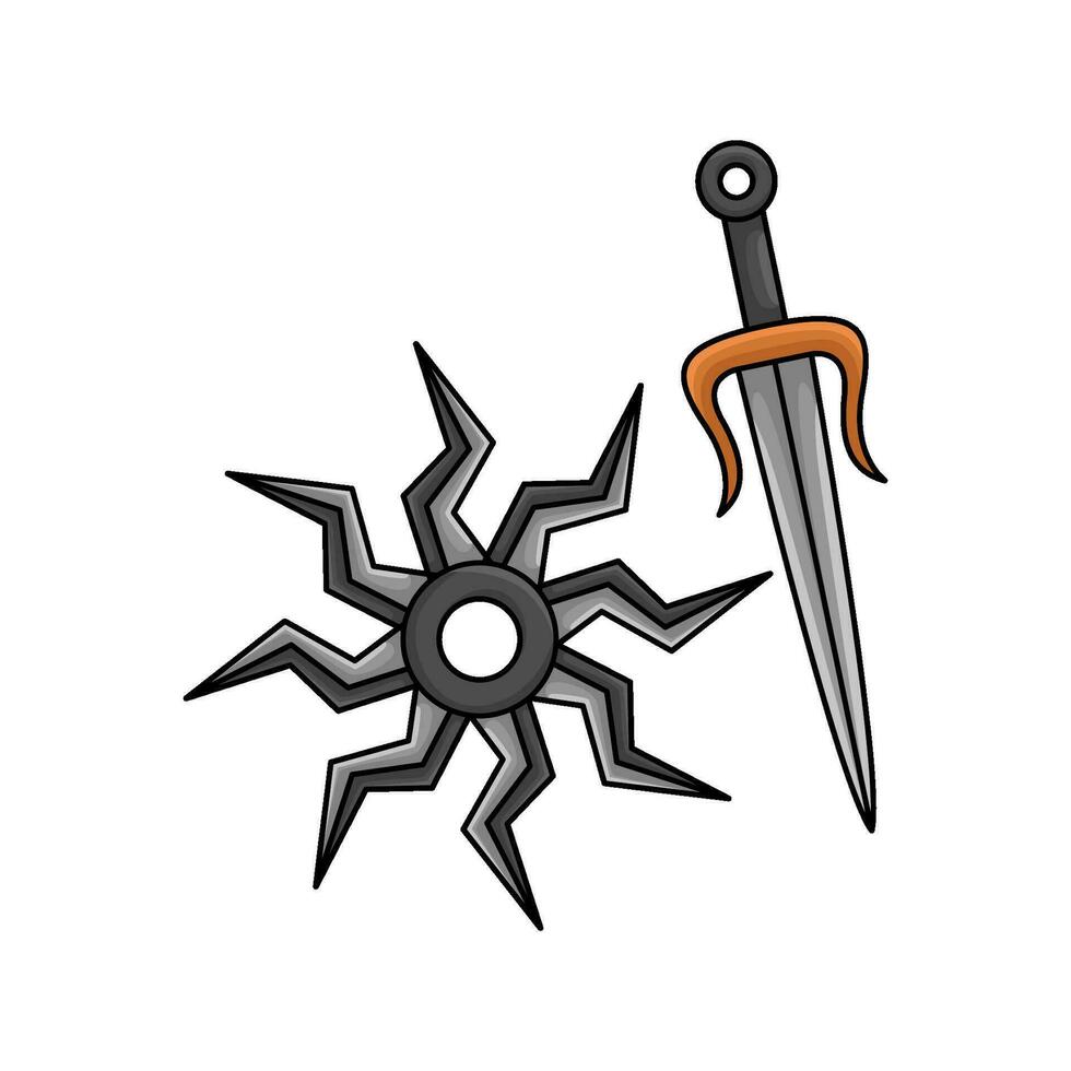 sword with shuriken illustration vector