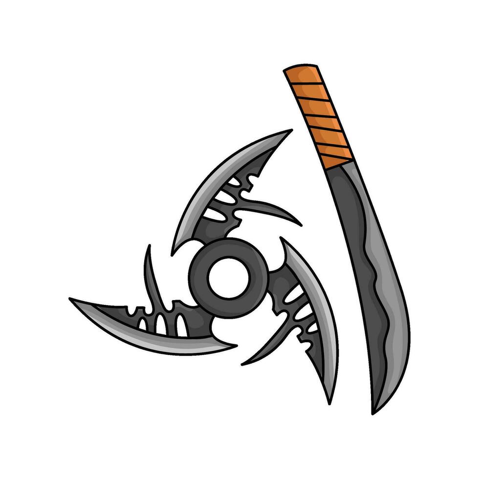 shuriken with samurai illustration vector