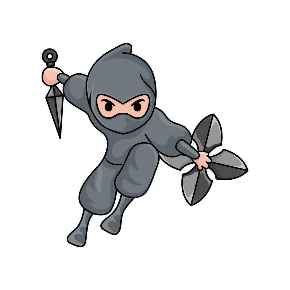 kunai with shuriken in ninja illusration vector