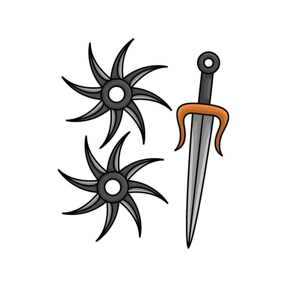 sword with shuriken illustration vector