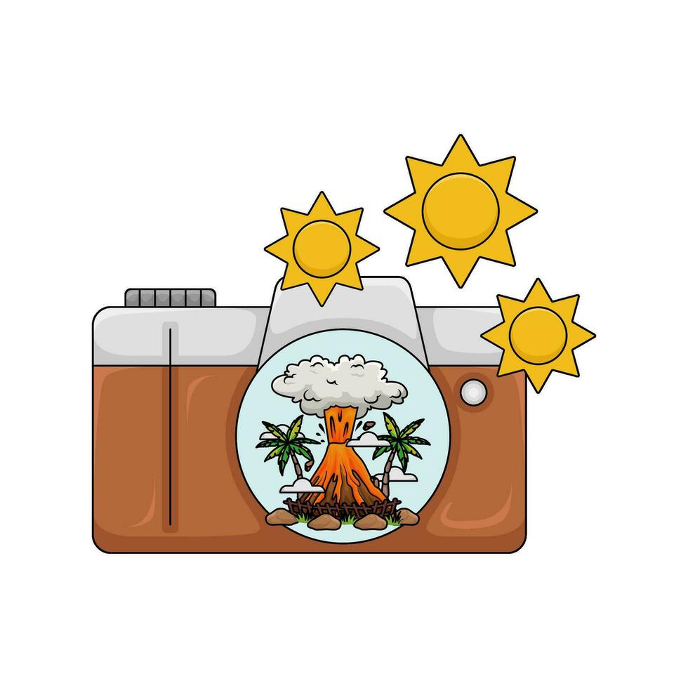 camera photo, picture volcano with brightness illustration vector