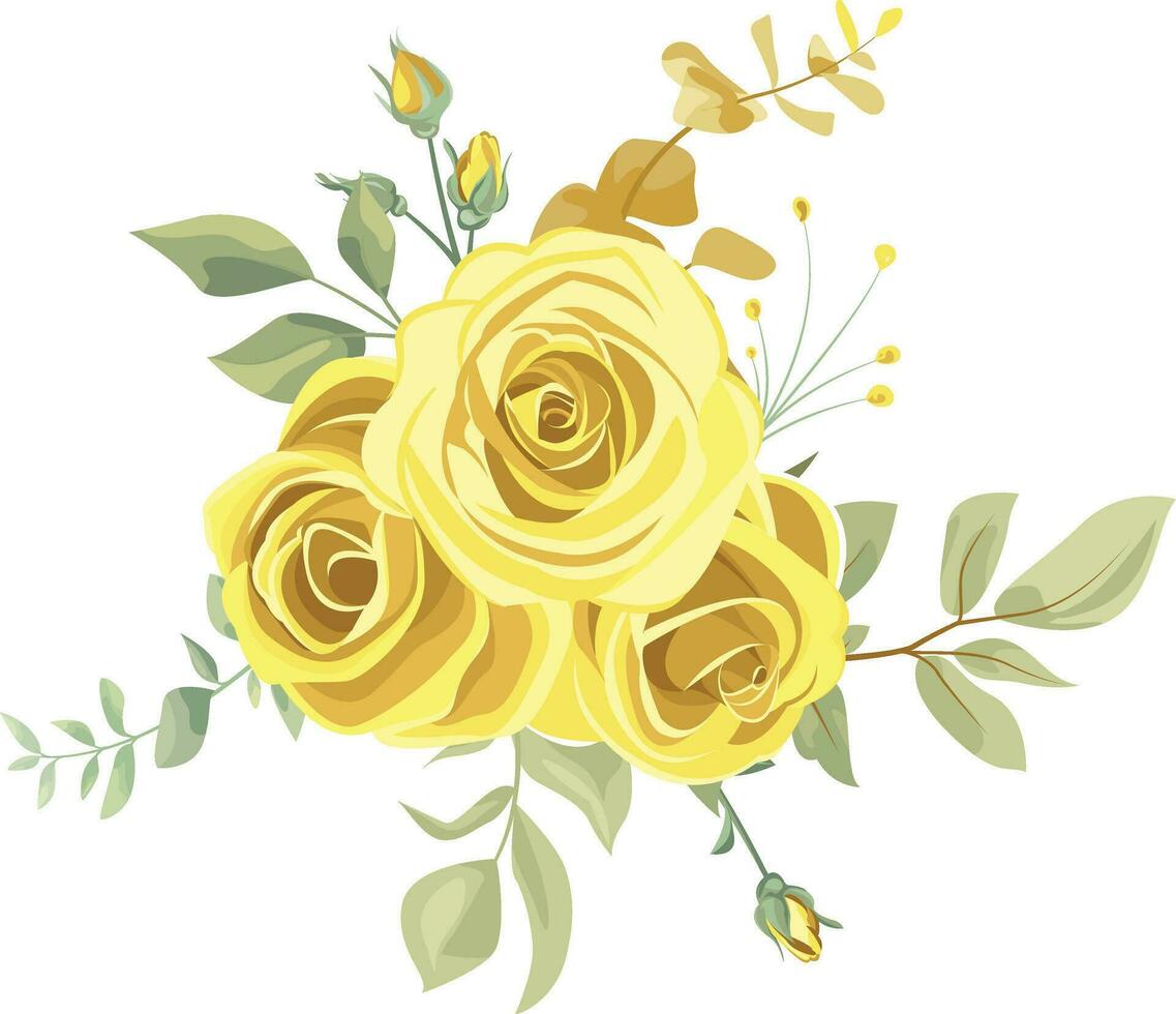 Set of yellow roses. Wreaths. Floral background. Design elements. vector