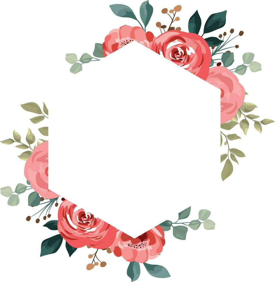 wedding flower frame with flower bouquet, wedding invitation decoration or greeting card vector