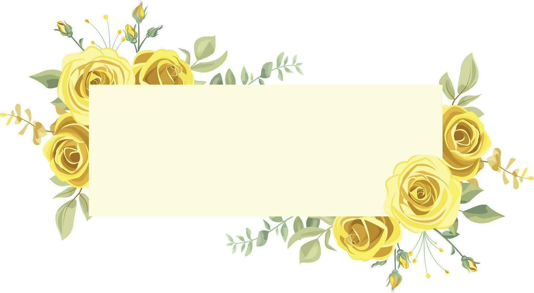 ilustración de floral marco con amarillo y verde Rosa hojas, para Boda estacionario, saludo, fondo de pantalla, moda, fondo, textura, envase vector