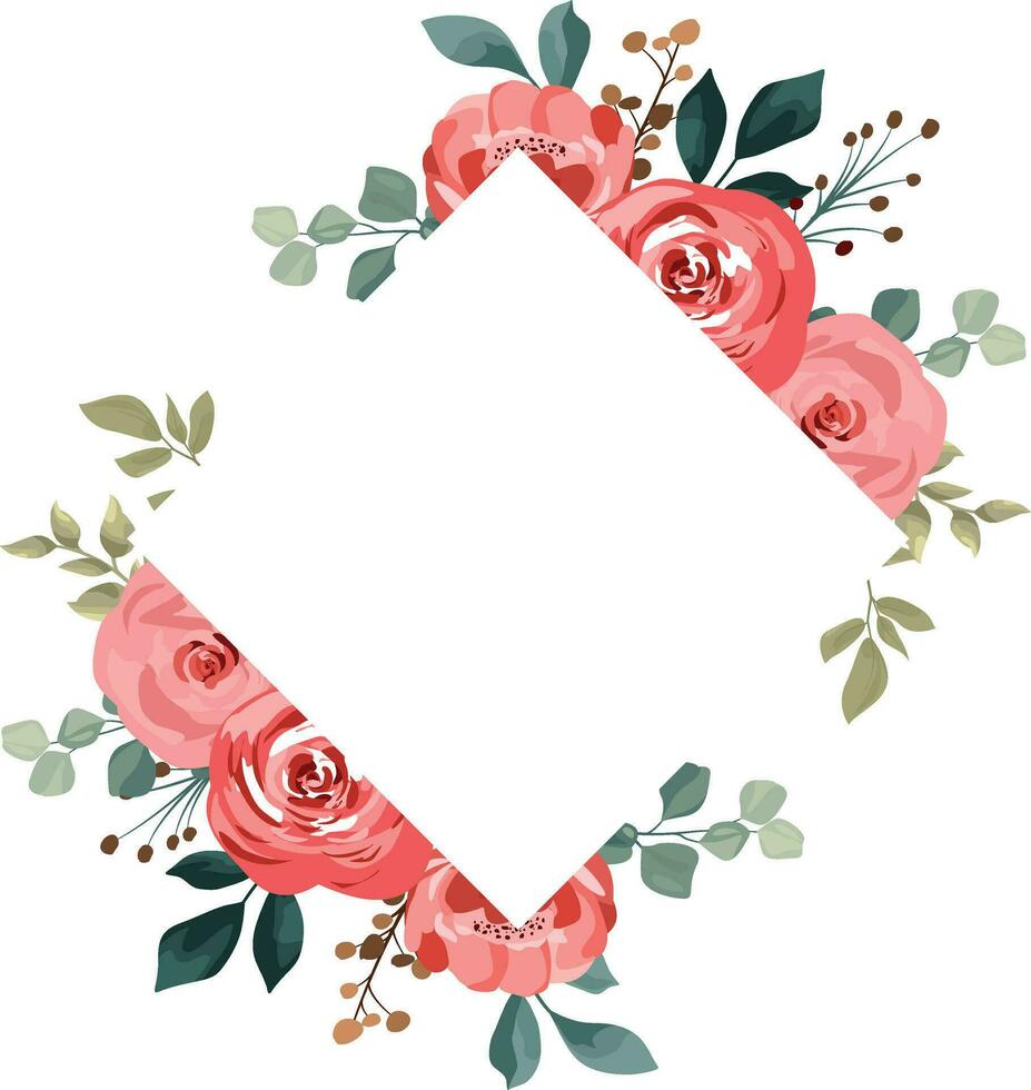 wedding flower frame with flower bouquet, wedding invitation decoration or greeting card vector