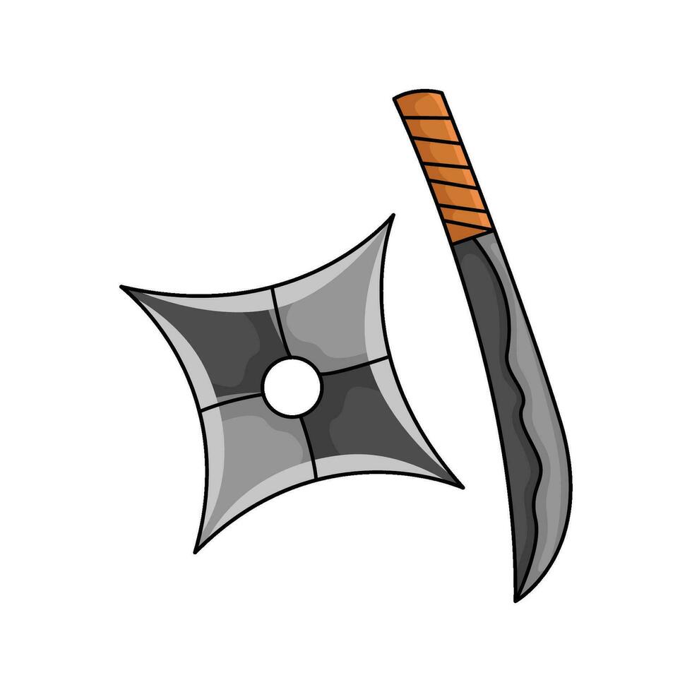 shuriken with samurai illustration vector