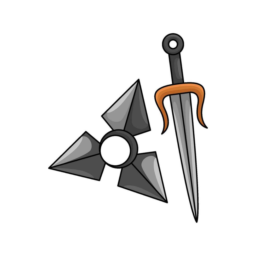 sword with shuriken illustration vector