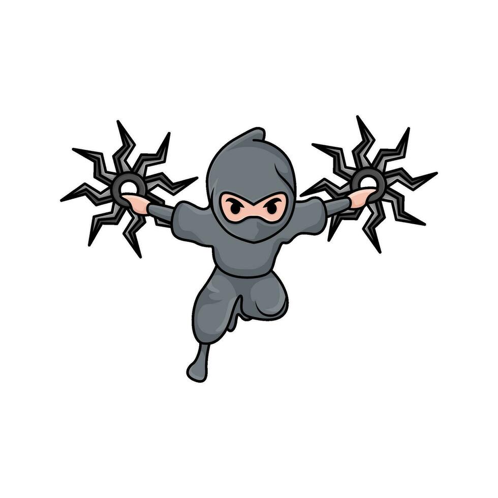 shuriken en mano ninja ilustración vector