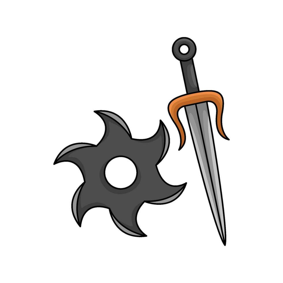 espada con shuriken ilustración vector