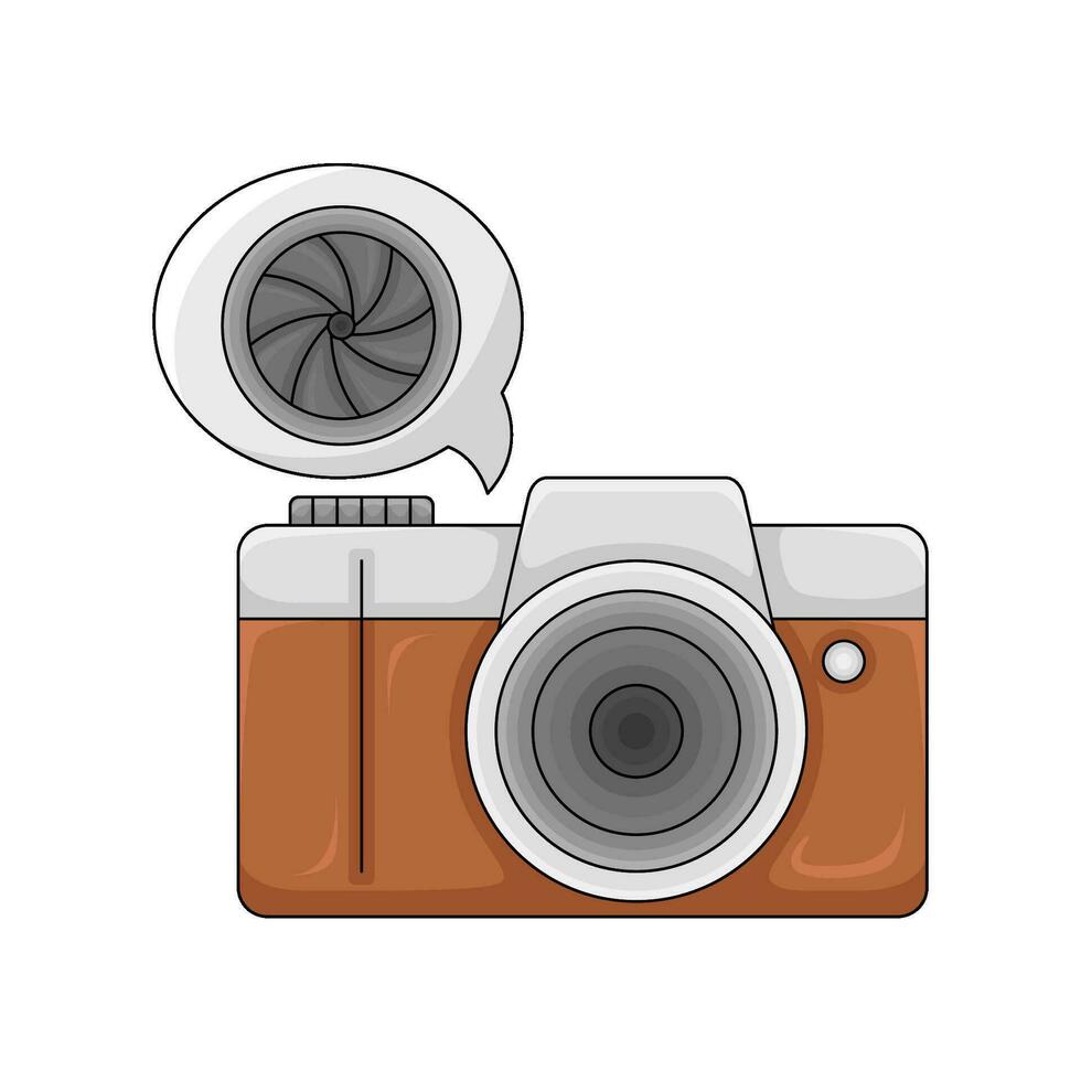 cámara foto con tirador cámara en habla burbuja ilustración vector