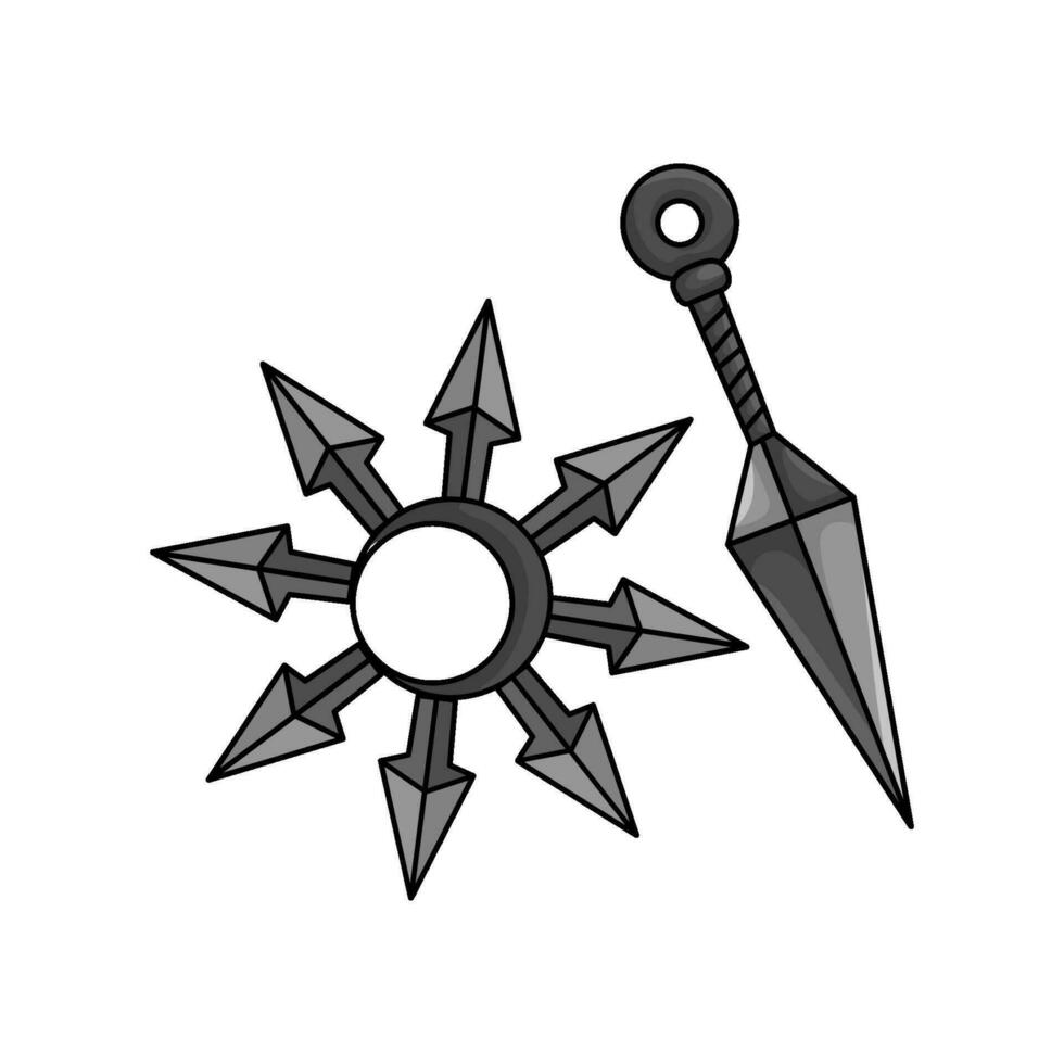 kunai with shuriken illustration vector