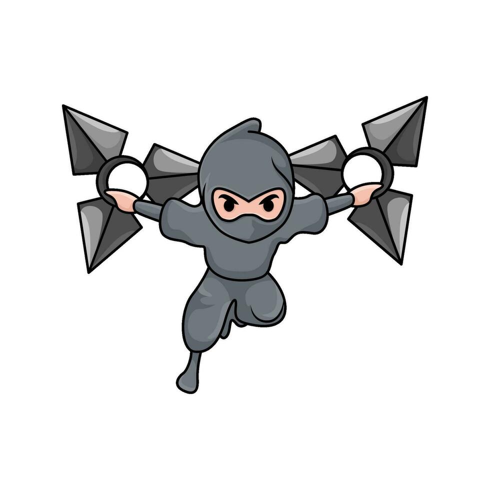 shuriken en mano ninja ilustración vector