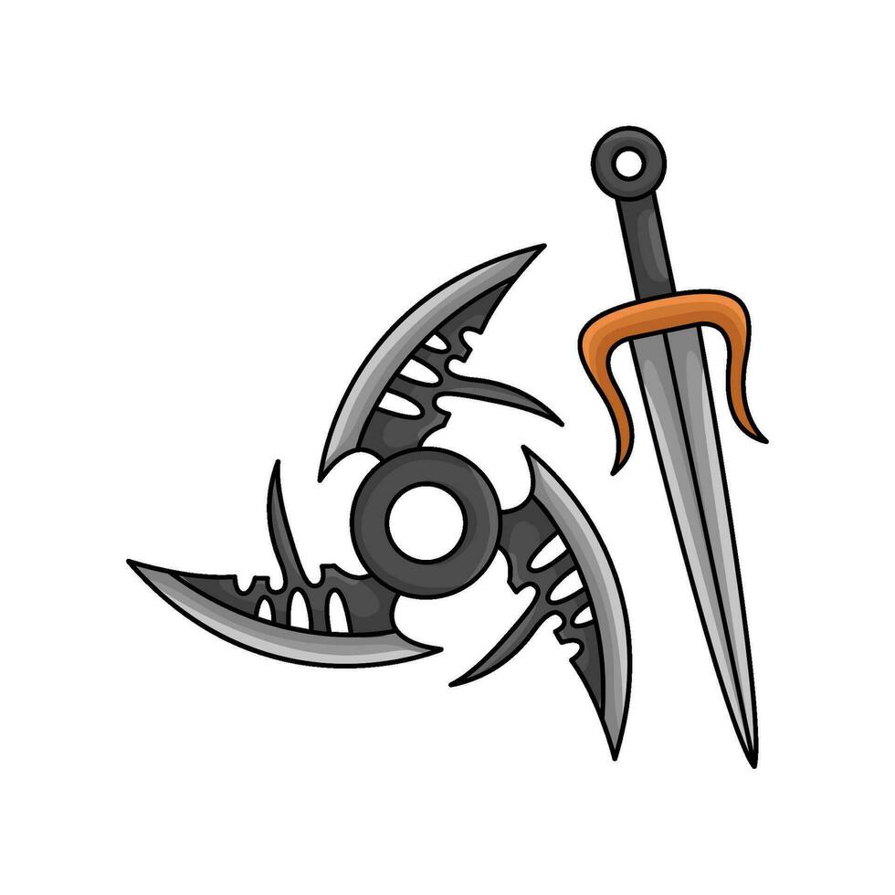 sword with shuriken illustration vector