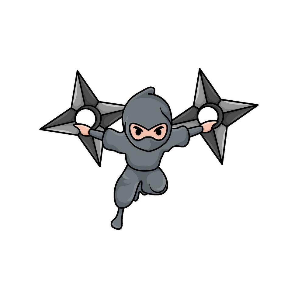 shuriken en mano ninja ilustración vector