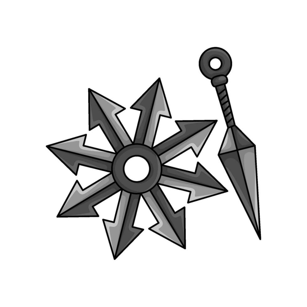 kunai with shuriken illustration vector