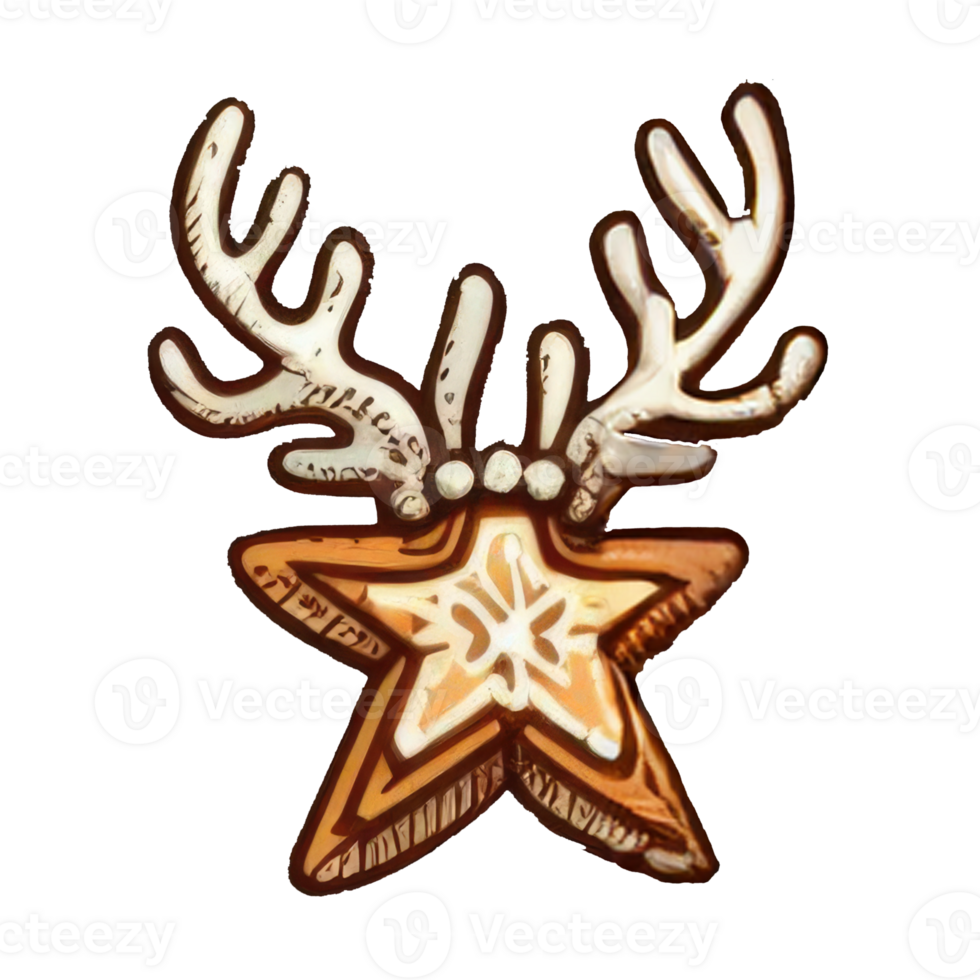 AI generated Star shaped cookies with reindeer antlers, transparent background AI generated png