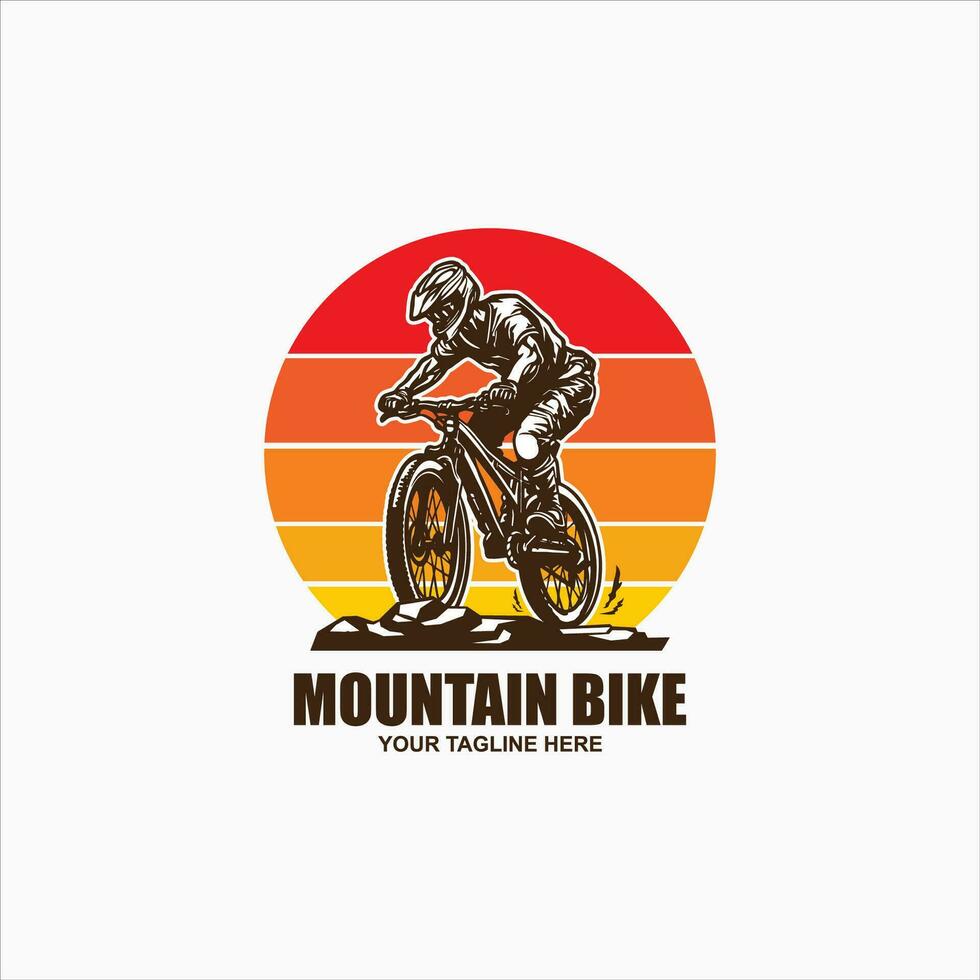 montaña bicicleta logo emblema vector imagen