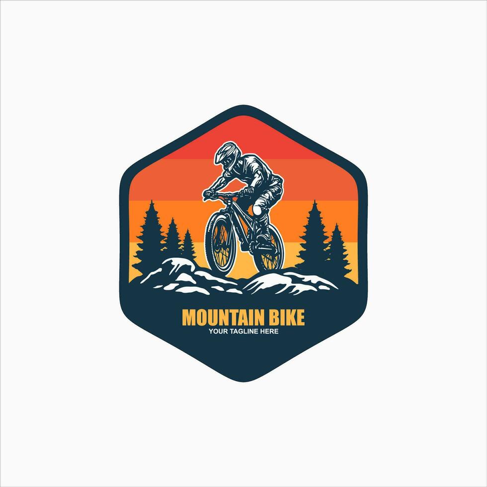 montaña bicicleta logo emblema vector imagen