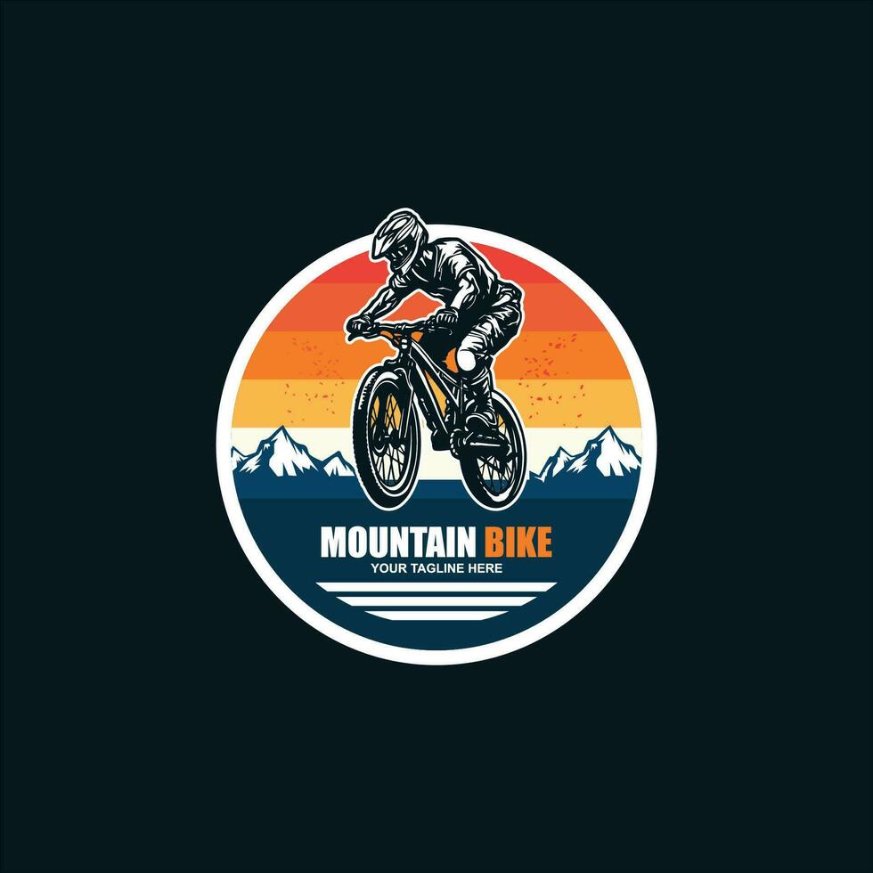 Minimalist retro bicycle, mountain bike, downhill sport logo design vector template