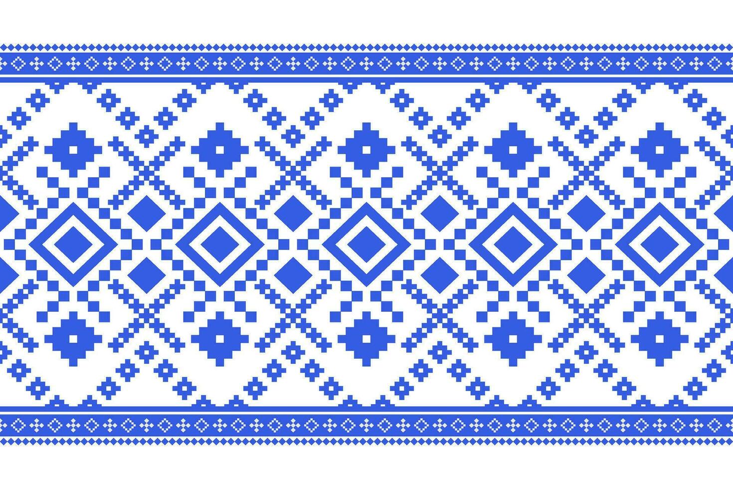 Indigo navy blue geometric traditional ethnic pattern Ikat seamless pattern border abstract design for fabric print cloth dress carpet curtains and sarong Aztec African Indian Indonesian vector