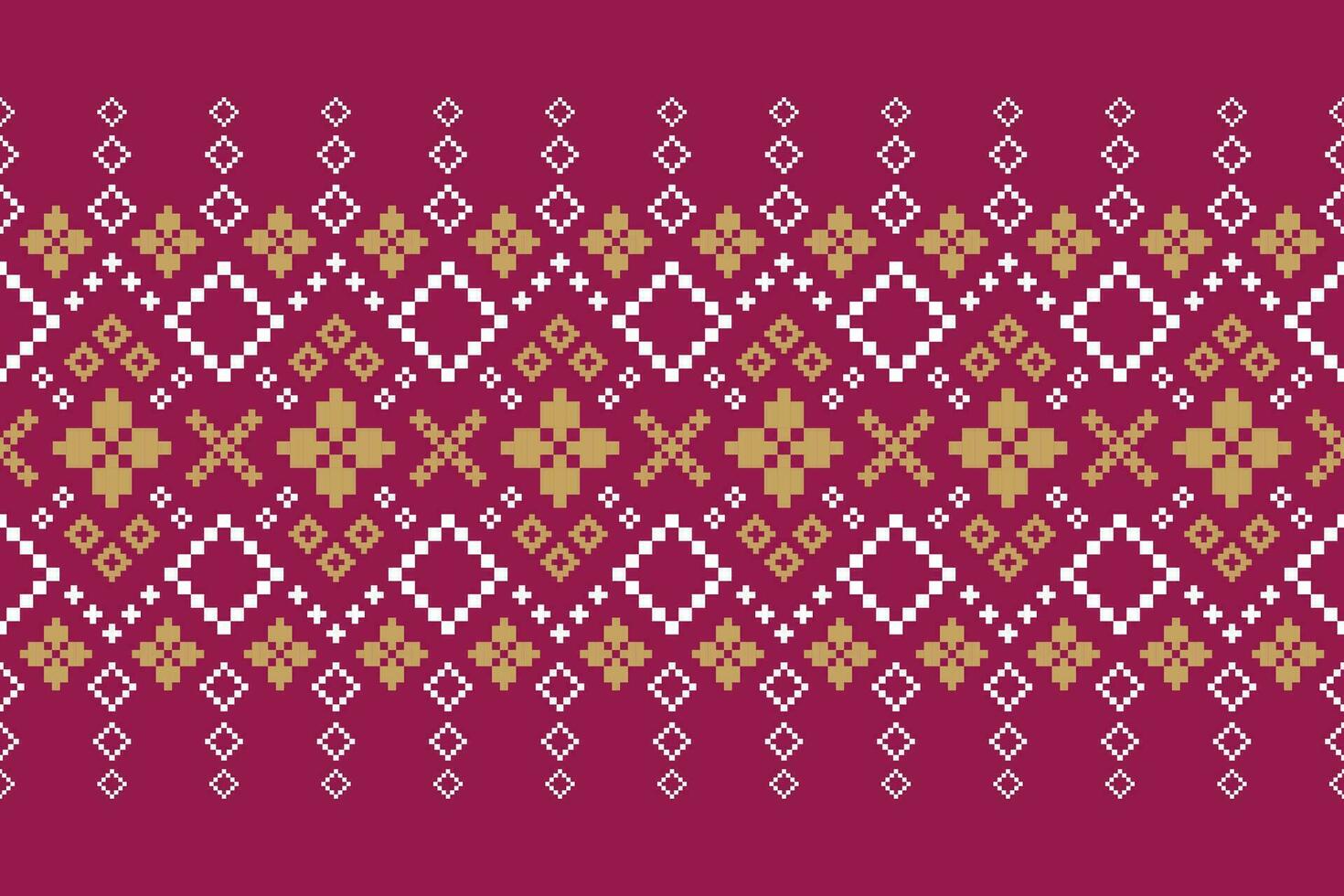 Pink Cross stitch colorful geometric traditional ethnic pattern Ikat seamless pattern border abstract design for fabric print cloth dress carpet curtains and sarong Aztec African Indian Indonesian vector