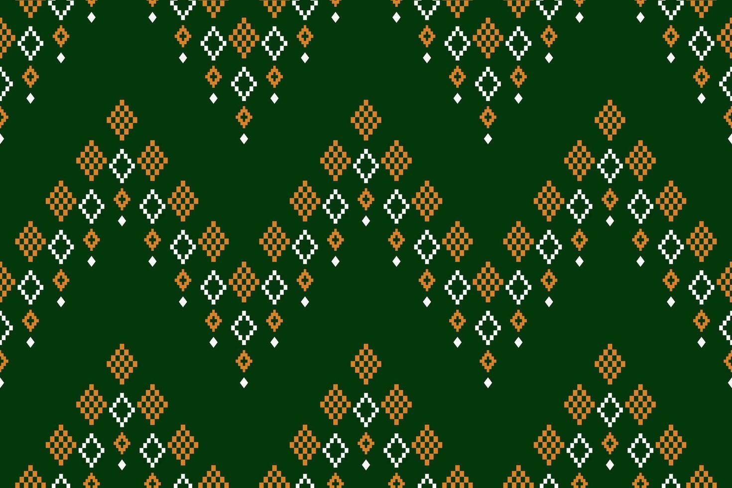 Green Cross stitch colorful geometric traditional ethnic pattern Ikat seamless pattern border abstract design for fabric print cloth dress carpet curtains and sarong Aztec African Indian Indonesian vector