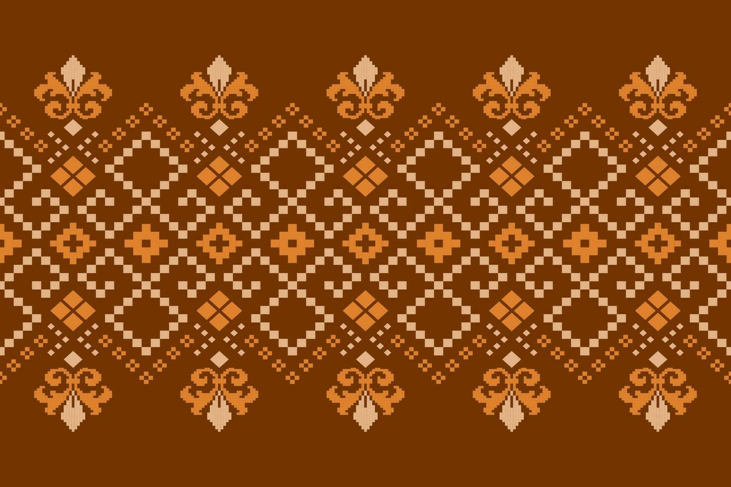 Nature vintages cross stitch traditional ethnic pattern paisley flower Ikat background abstract Aztec African Indonesian Indian seamless pattern for fabric print cloth dress carpet curtains and sarong vector