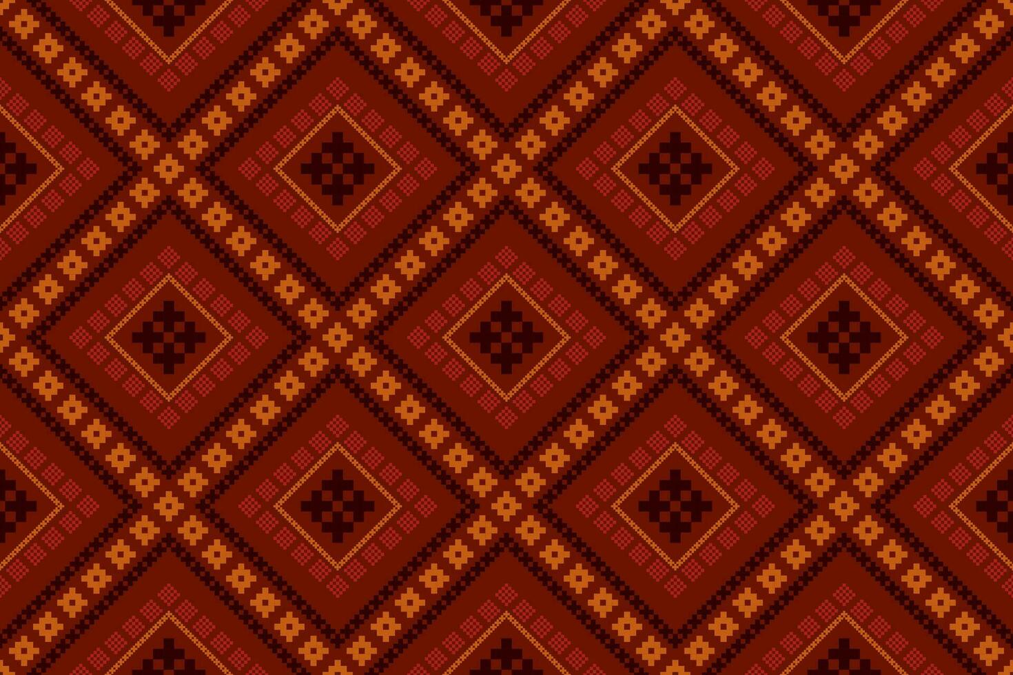 Red traditional ethnic pattern paisley flower Ikat background abstract Aztec African Indonesian Indian seamless pattern for fabric print cloth dress carpet curtains and sarong vector