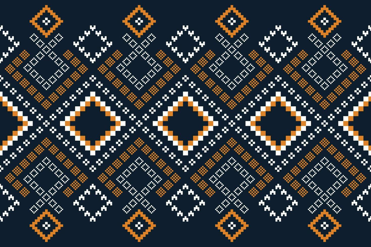 Indigo navy blue geometric traditional ethnic pattern Ikat seamless pattern border abstract design for fabric print cloth dress carpet curtains and sarong Aztec African Indian Indonesian vector
