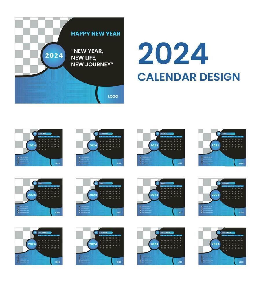 moderno creativo escritorio calendario diseño para el próximo año 2024 vector