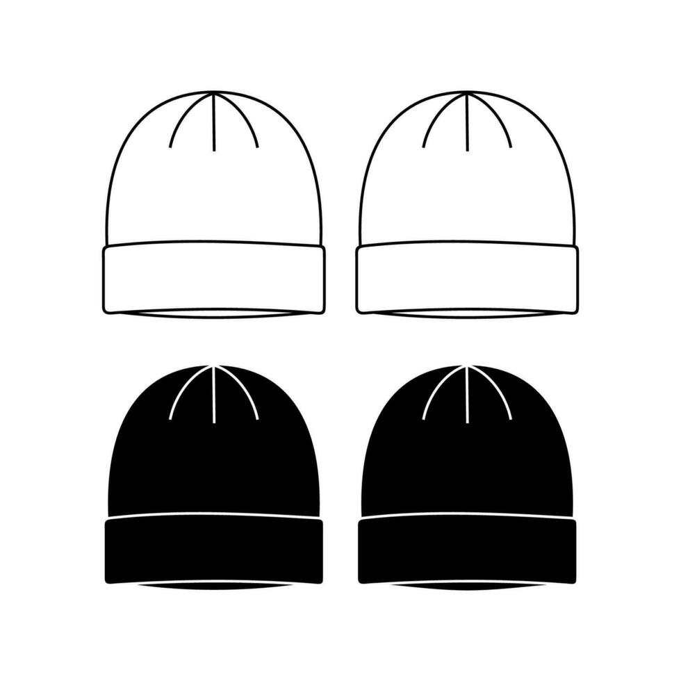 Beanie hat vector illustration flat design outline clothing