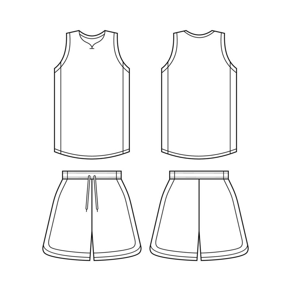 baloncesto uniforme Bosquejo modelo diseño para deporte club rojo baloncesto jersey baloncesto pantalones cortos vector