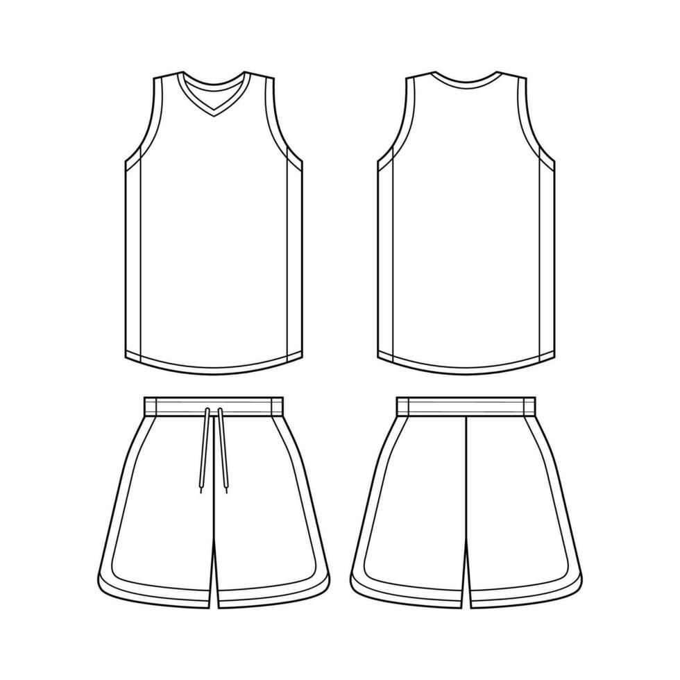 Basketball uniform mockup template design for sport club Red basketball jersey basketball shorts vector