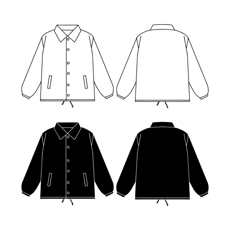Template coach jacket vector illustration flat design outline clothing