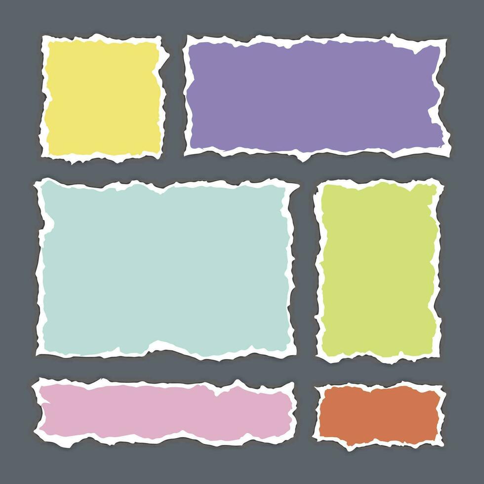 White torn paper rip pieces of sheet edge, note scrap or notebook pages, vector backgrounds. Notepad torn paper for message note, page or banner and cardboard blank ripped piece strips