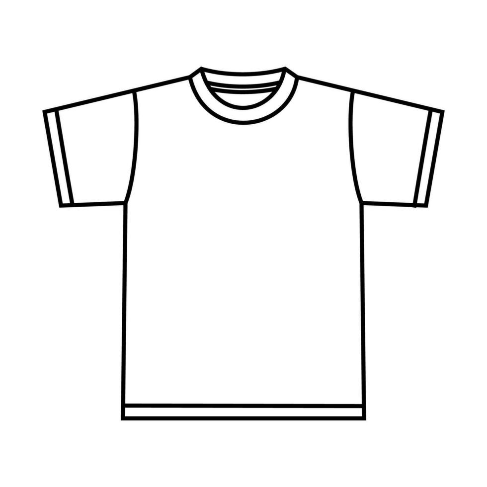 Blank White T-Shirt Icon Symbol. Short sleeve t shirt technical drawing fashion flat sketch vector illustration template front and back views