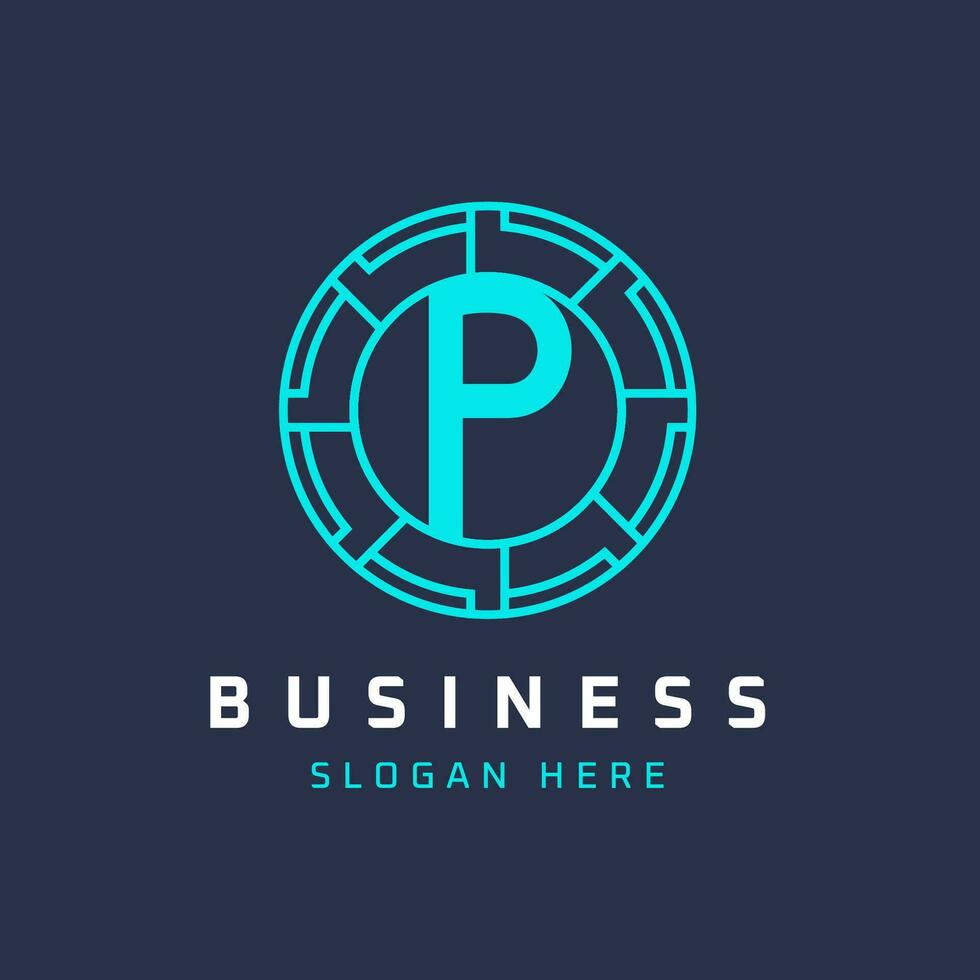 Letter P Tech Logo Design. Initial Round P Logo Universal Elegant Icon vector