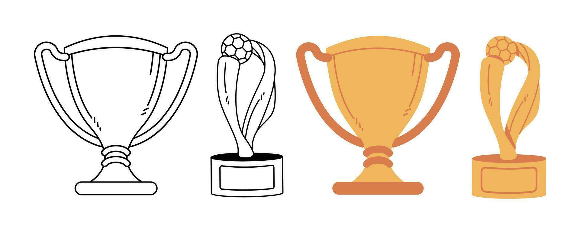 Soccer Trophy Vector Illustration Simple Style Set