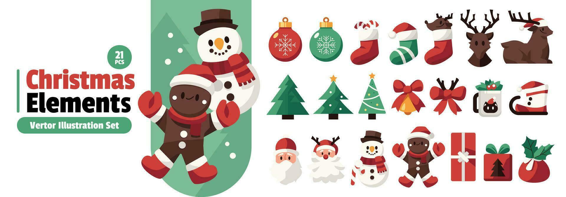 Christmas Elements Set Vector Illustration for Design Projects