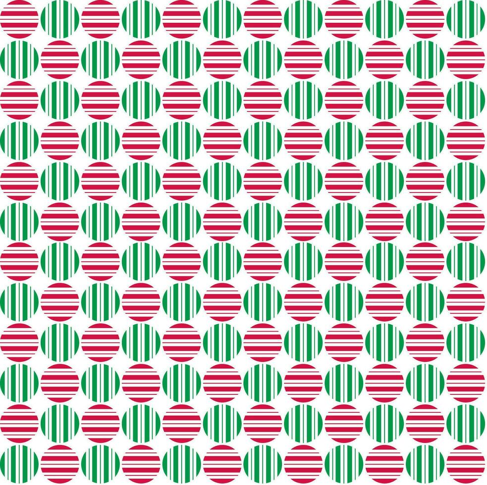 Seamless red green striped circles on white background vector
