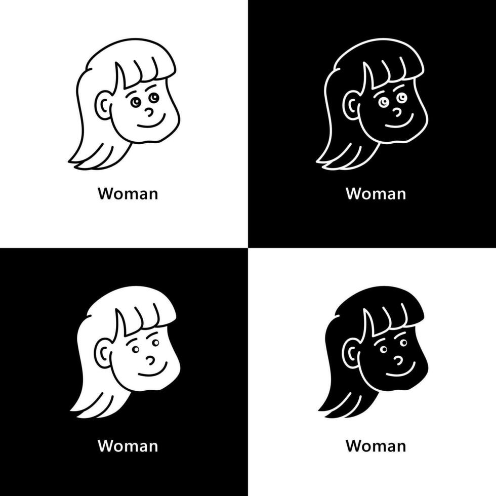 Woman Girl Face Avatar Logo Icon vector