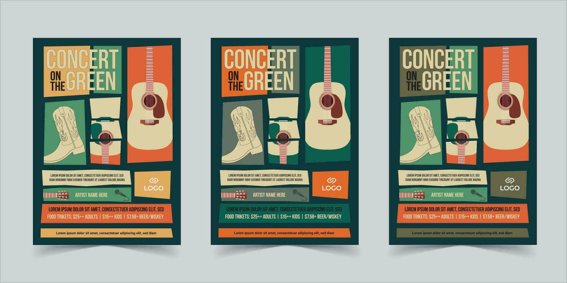 Retro style Music Festival Flyer poster Template Design. old music vintage style flyer vector
