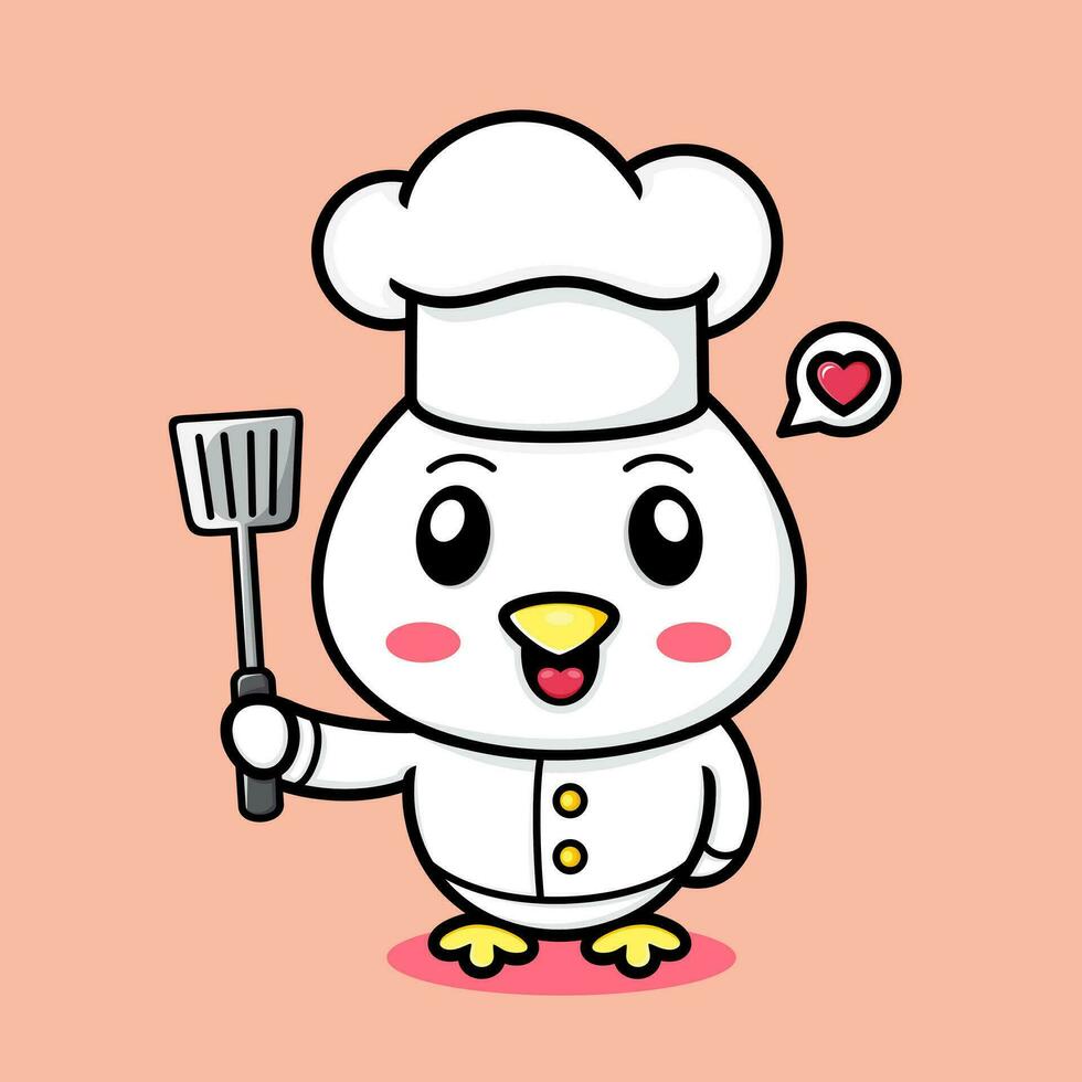 cute chicken cartoon, become a chef. vector