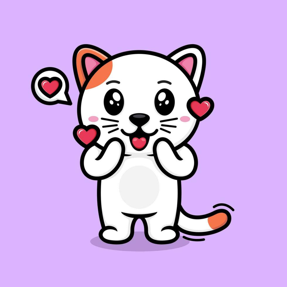 Cute cartoon cat happy expression and teary eyes vector