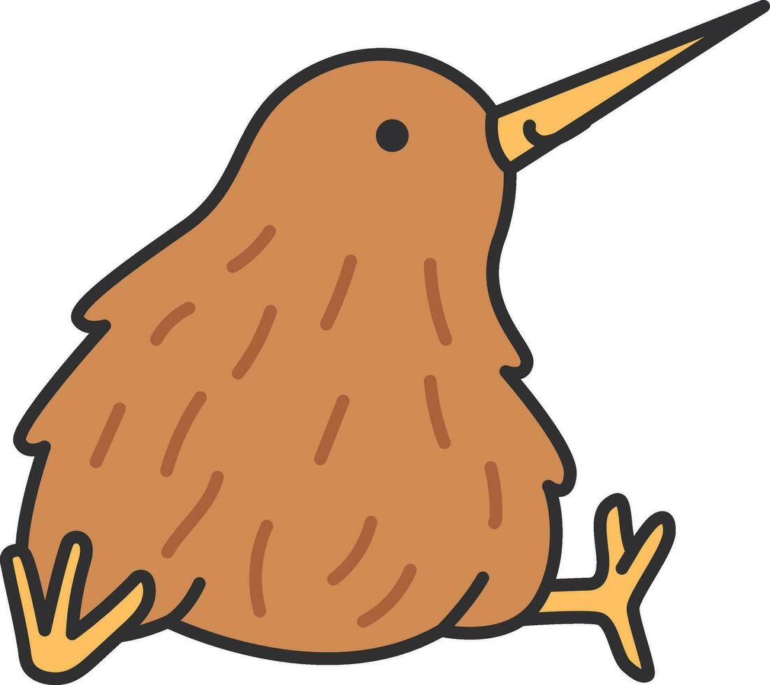 Kiwi bird flat color icon. Isolated vector element.