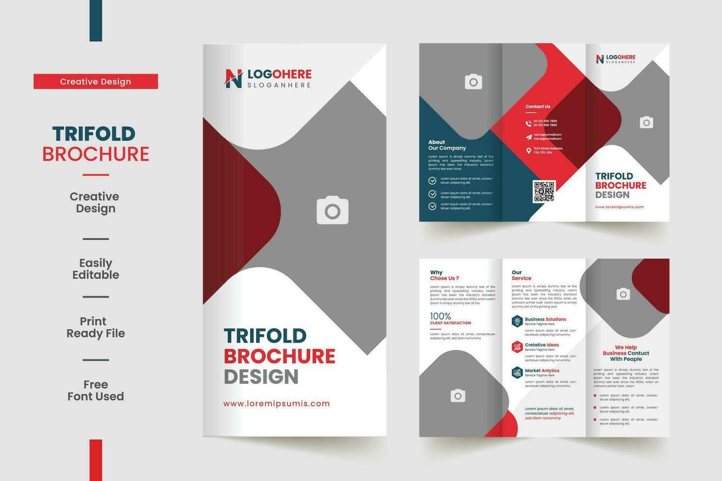 Corporate Business Trifold Brochure Template with A4 Size vector