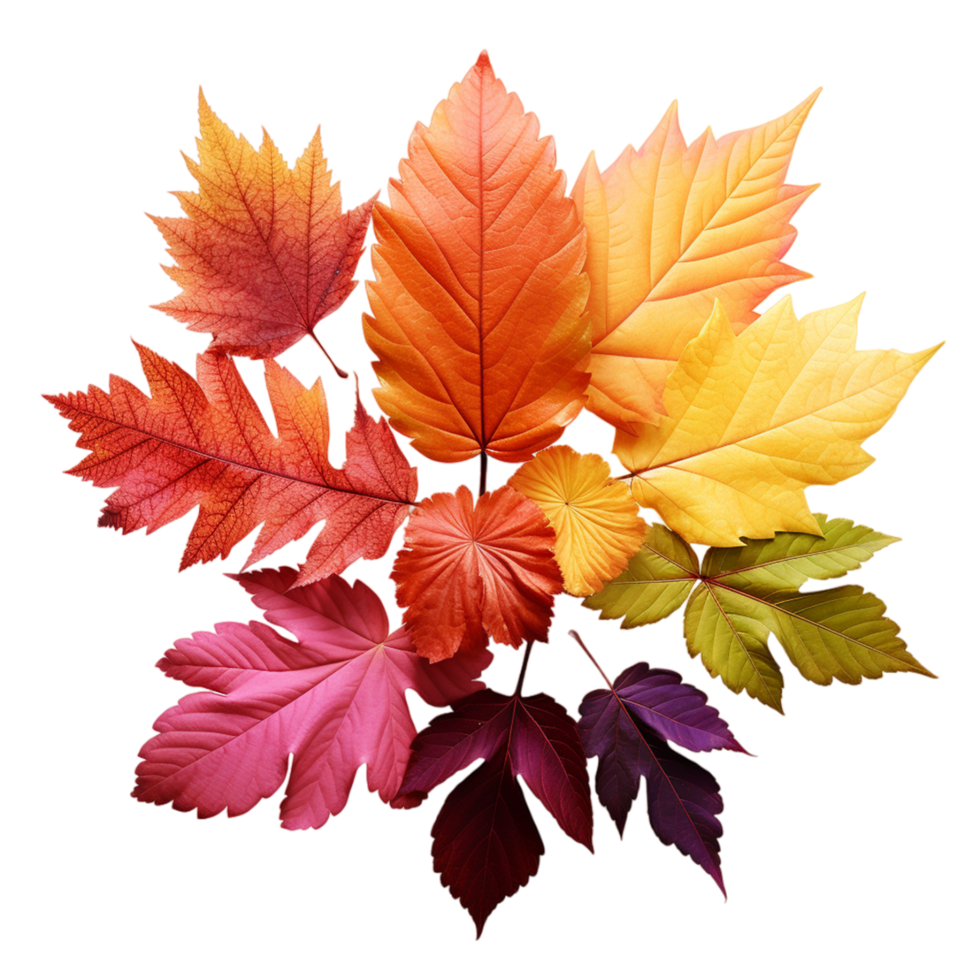 AI generated A picture of fall foliage with a range of hues png