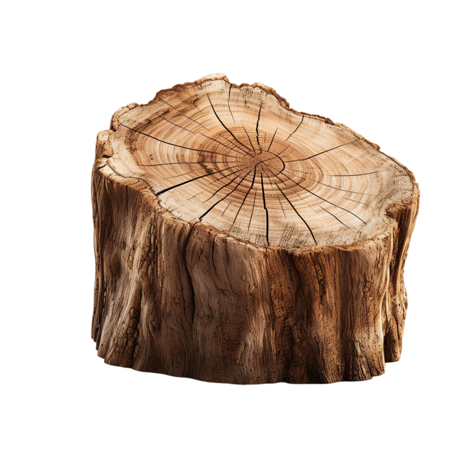 AI generated Wooden tree log trunk stump wood png Isolated